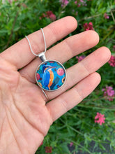 Load image into Gallery viewer, Kingfisher and Peaches Pendant Necklace

