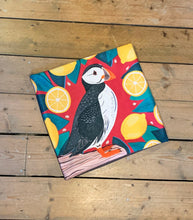 Load image into Gallery viewer, Puffin and Lemons Cushion
