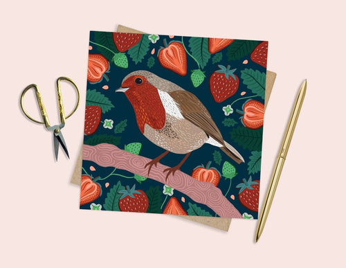 Robin and Strawberries Card