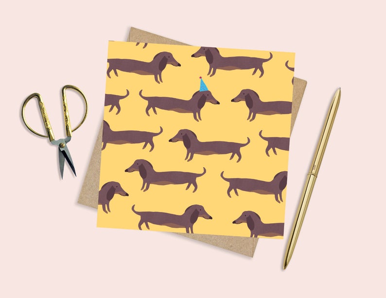 Sausage Dog Birthday Card