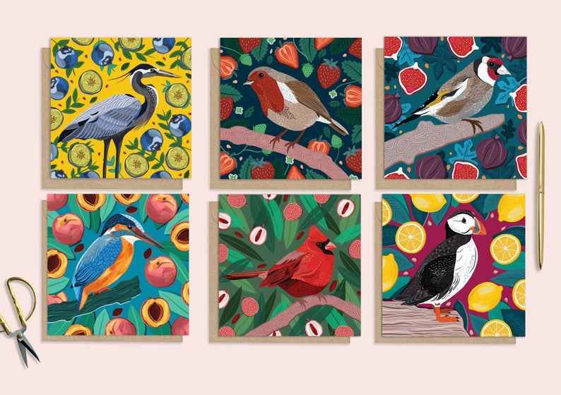Set of 6 Bird Cards