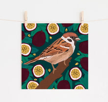 Load image into Gallery viewer, Sparrow and Passion Fruit Print
