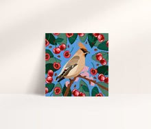 Load image into Gallery viewer, Waxwing And Cherries Card
