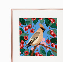 Load image into Gallery viewer, Waxwing and Cherries Print
