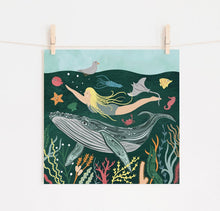 Load image into Gallery viewer, Whale and Swimmer Print
