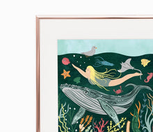 Load image into Gallery viewer, Whale and Swimmer Print

